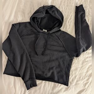 Gymshark Cropped Cotton Blend Hoodie - Raw Edge Hem - Raglan Sleeves